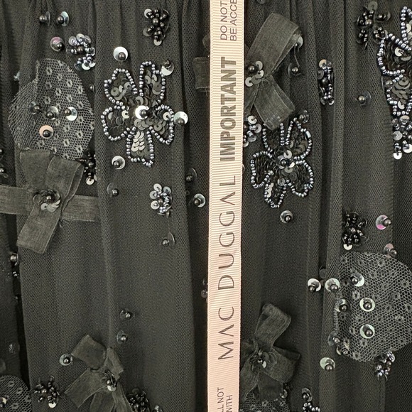 NWT Mac Duggal Black Sheer Long Sleeve Embellished Mini Dress 9140 Size 2 - Picture 8 of 16